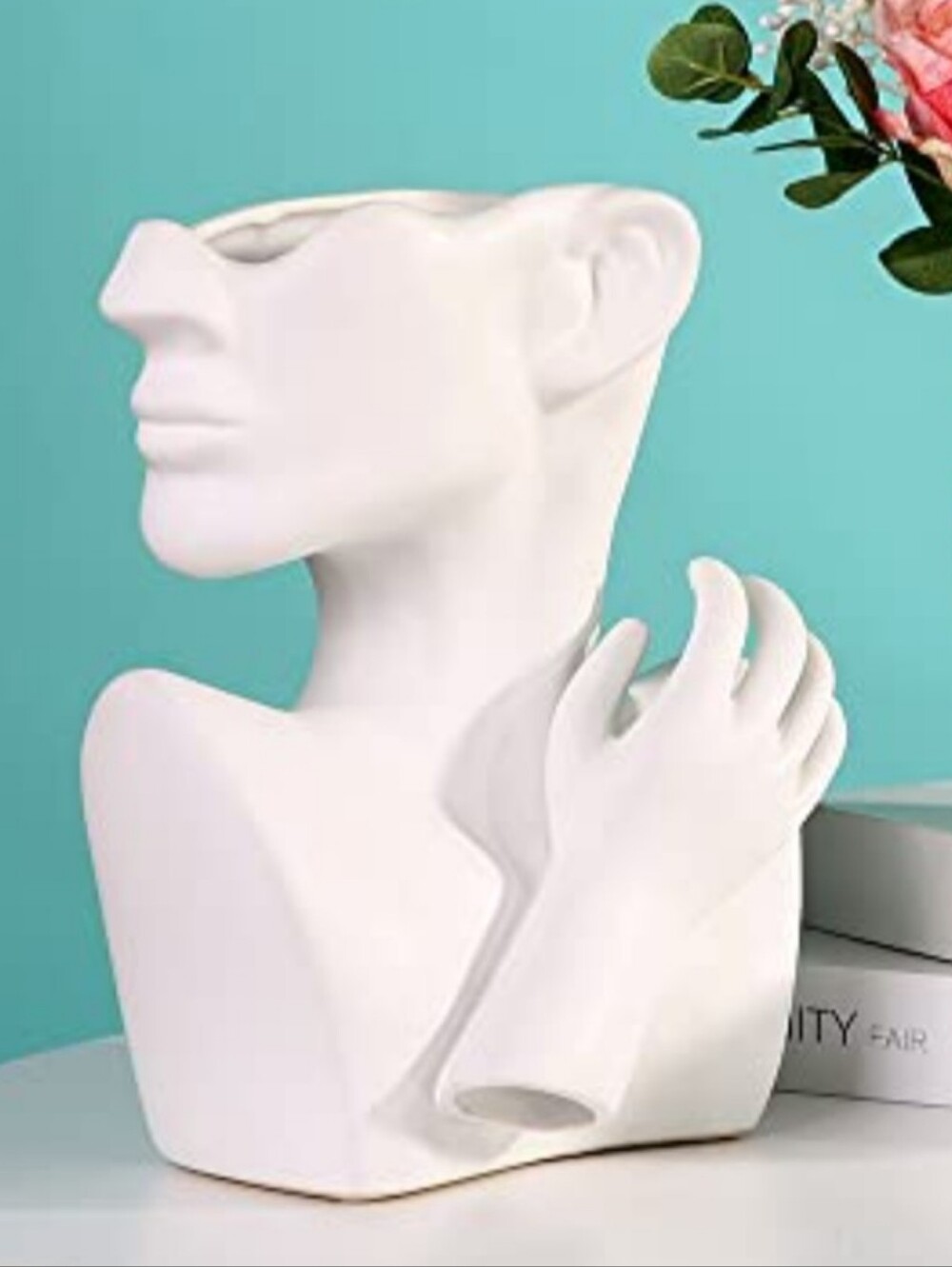 White Abstract Ceramic Bust Planter - Modern Home Art